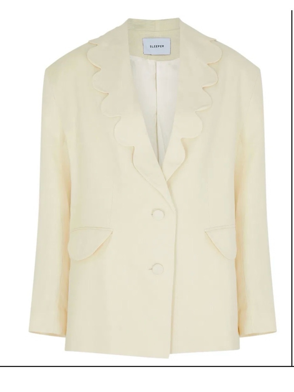 Sleeper Dynasty Scalloped Linen Blazer